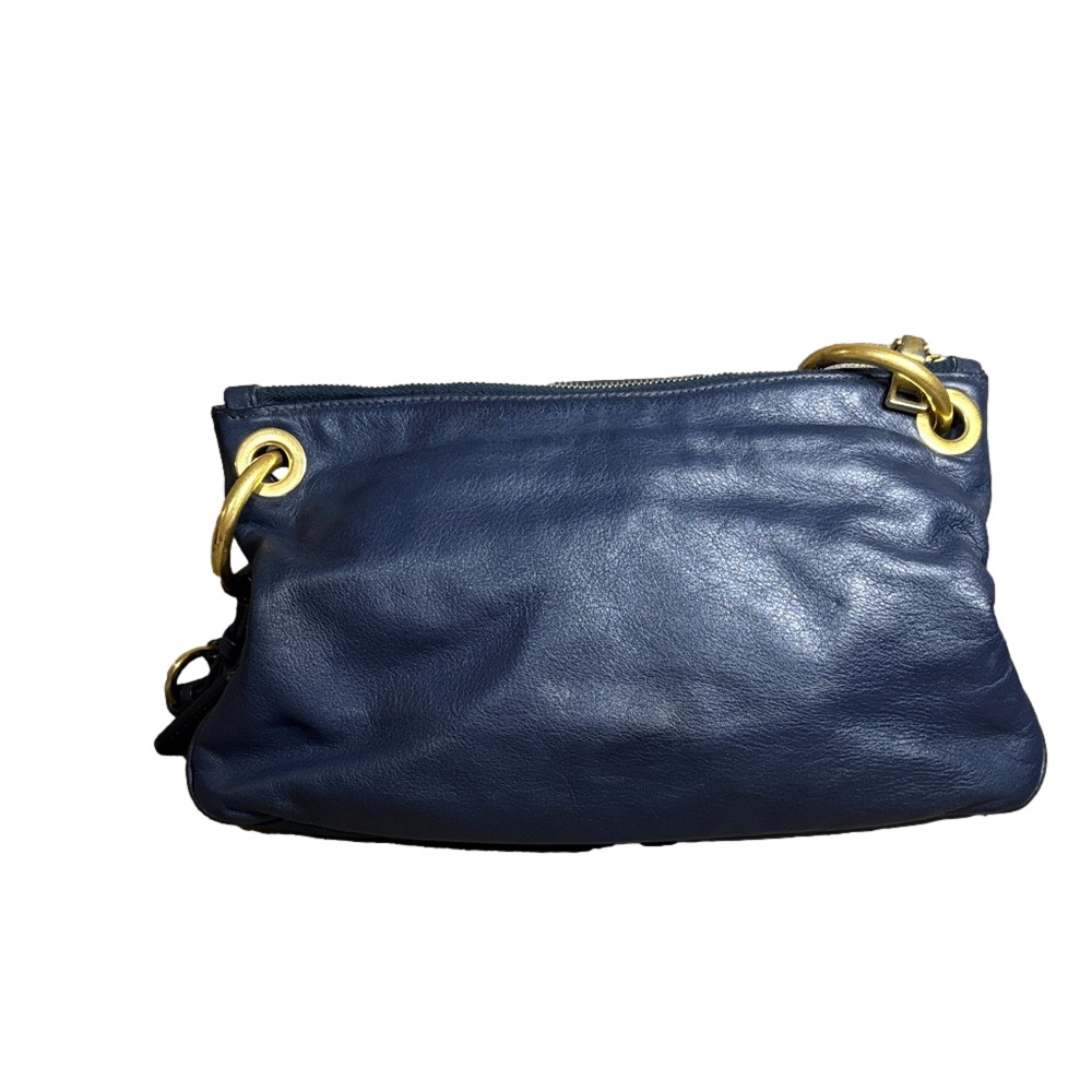 Prada Navy Blue Soft Calf Leather Shoulder Bag Authentic Italy|COA - Picture 3 of 9
